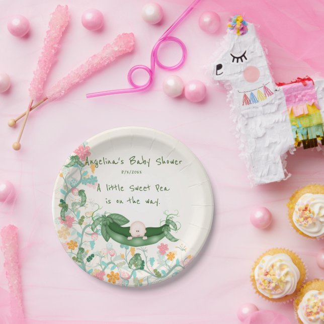 Babydusche Süßerbse, Pea Pod, Blume Pappteller (Party)