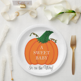 Babydusche Sweet Baby Orange Pumpkin Pappteller