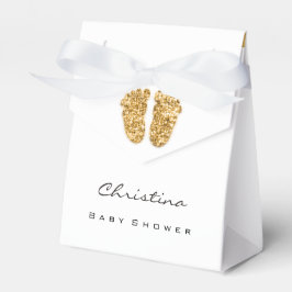 Babydusche Sweet Feet Tropfens Glitzer Gold White Geschenkschachtel