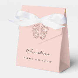 Babydusche Sweet Feet Tropfens Glitzer Rose Pink Geschenkschachtel