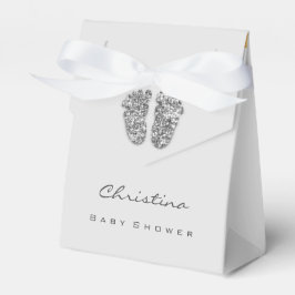 Babydusche Sweet Feet Tropfens Glitzer Silver Gray Geschenkschachtel