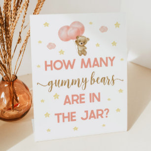 Babydusche Teddy Bär Wie viele Gummibären spielen Sockelschild
