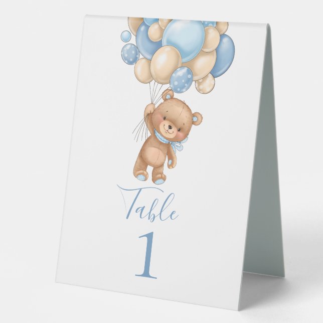 Babydusche Teddy Bear Ballon Tischschild Tischaufsteller (Vorderseite)