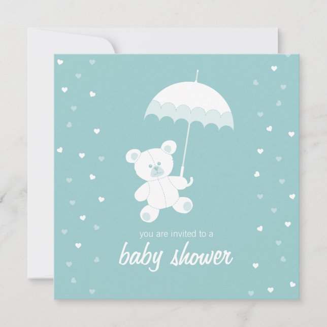 Babydusche Teddy Bear Blue / Jede Farbeinladung Einladung (Vorderseite)