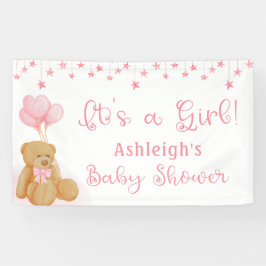 Babydusche Teddy Bear Pink Balloons ITS A GIRL Banner