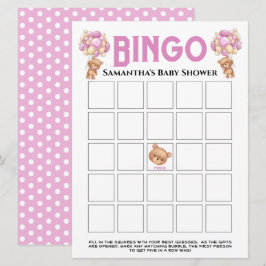 Babydusche Teddy Girl Bubbly Pink Bingo Game Einladung