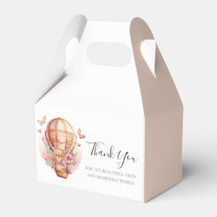 Babydusche Teddy Hot Air Ballon Soft Pink Geschenkschachtel