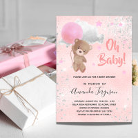 Babydusche Teddybär Mädchen pink silber Luxus