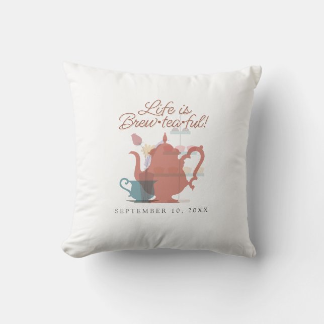 Babydusche Tee Party Niedlich Minimalistisch Boho  Kissen (Vorderseite)