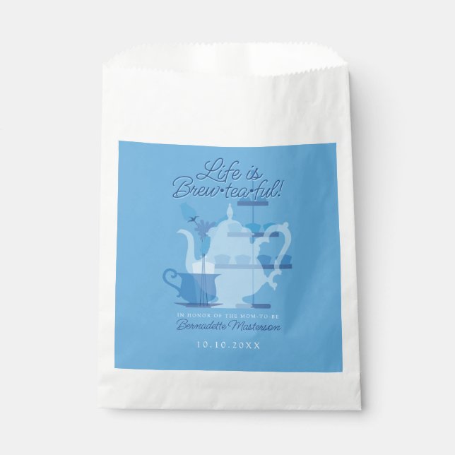 Babydusche Tee Party Niedlich Minimalistisches Bla Geschenktütchen (Vorderseite)