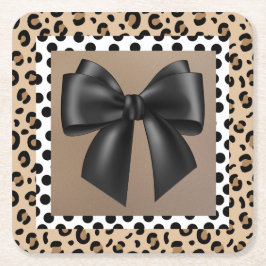 Babydusche - Tierdruck - Bow Rechteckiger Pappuntersetzer