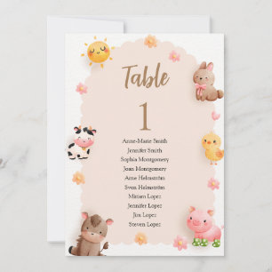 Babydusche Tischnummer und Gästennamen