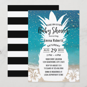 Babydusche Tropische Ananas & Blume Beach Einladung