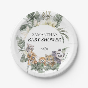 Babydusche tropische Jungle-Tiere Pappteller