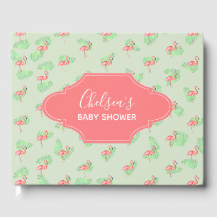 Babydusche Tropischer Wasserfarbe Flamingo Name Gästebuch