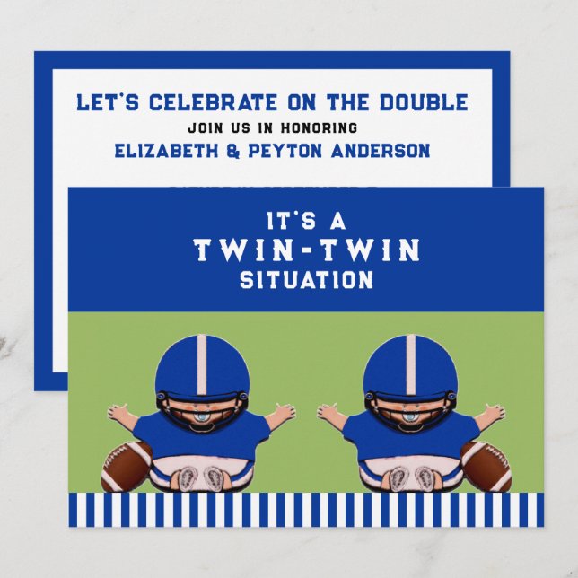 Babydusche Twin Boys Sports Einladung (Vorne/Hinten)