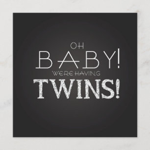 Babydusche TWINS Graue Chalkboard Moderne Klassik Einladung