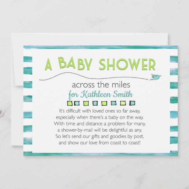 Babydusche über die Meilen Einladung (Vorderseite)