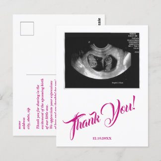 Babydusche Ultrasound Girl Pink Vielen Dank. Postkarte
