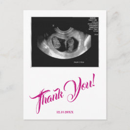 Babydusche Ultrasound Girl Pink Vielen Dank. Postkarte