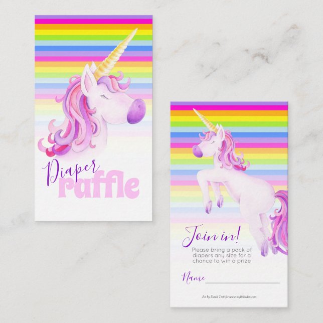 Babydusche unicorn Art-Degustationskarten Begleitkarte (Vorne/Hinten)