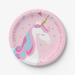 Babydusche Unicorn Personalisiert Pappteller
