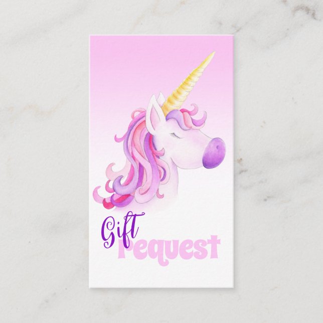 Babydusche unicorn Rosa Buchkarten Begleitkarte (Vorderseite)