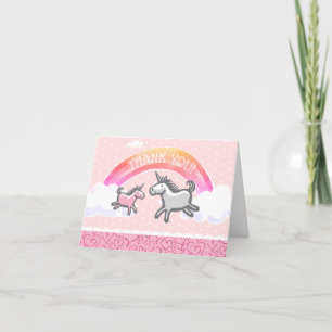 Babydusche Unicorns Rainbow Pink Dankeskarte