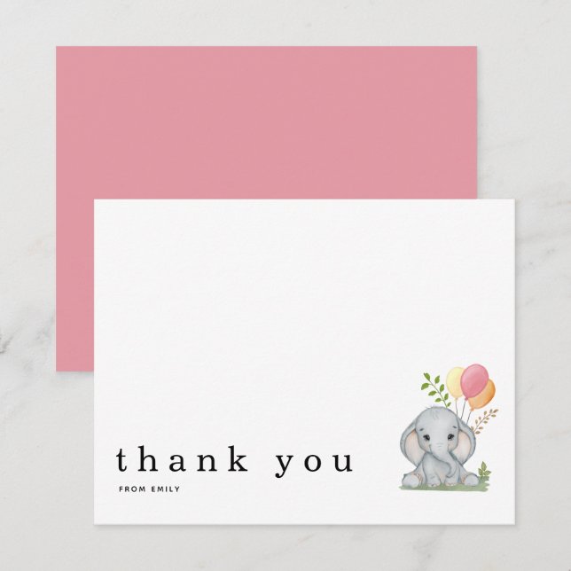 Babydusche Vielen Dank, dass Sie die Elephant Note Mitteilungskarte (Vorne/Hinten)