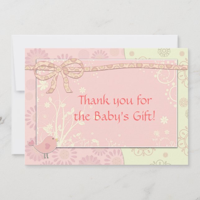Babydusche Vielen Dank Hinweis Rosa Frilly Dankeskarte (Vorderseite)