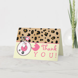 Babydusche Vielen Dank - Leopard Print & Diaper Bu Dankeskarte