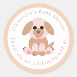 Babydusche Vielen Dank Personalisiert Puppy Neutra Runder Aufkleber