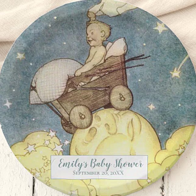 Babydusche "Vintag Moon and Stars" Pappteller (Von Creator hochgeladen)