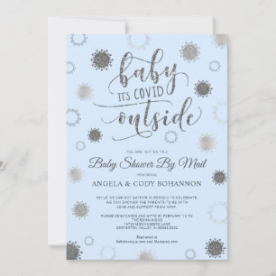 Babydusche von Mail BABY ITS COVID OUTSIDE Blue Einladung