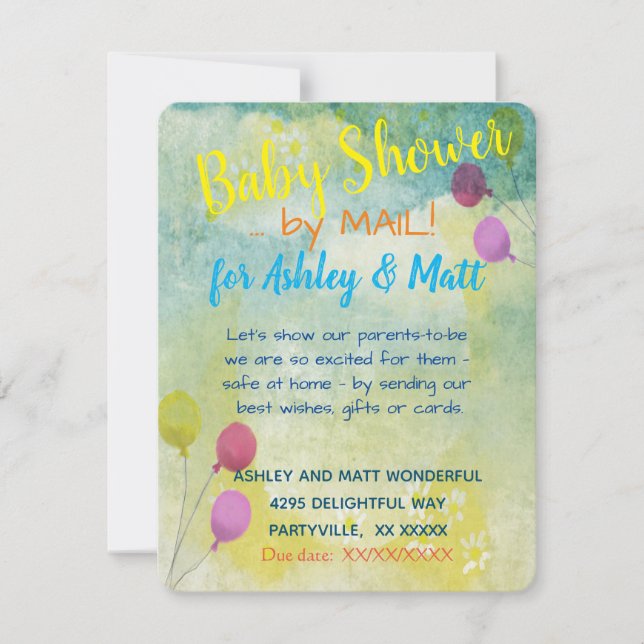 Babydusche von Mail Daisies Balloons Einladung (Vorderseite)
