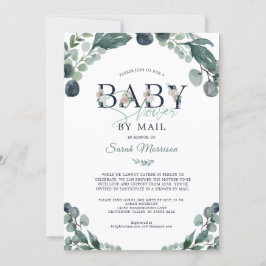 Babydusche von Mail Eucalyptus Greenery Navy Blue Einladung