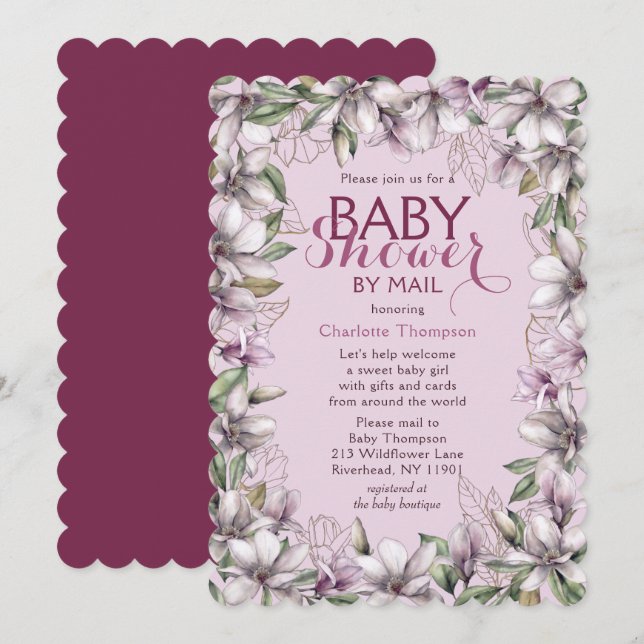 Babydusche von Mail Magnolia Wasserfarben Einladung (Vorne/Hinten)