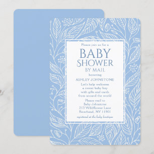Babydusche von Mail Pastel blaues Blumenmuster Einladung