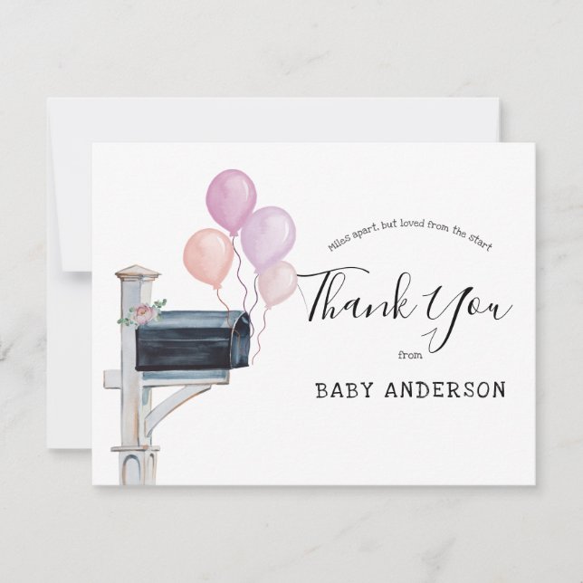 Babydusche von Mail Pink Balloons Vielen Dank (Vorderseite)