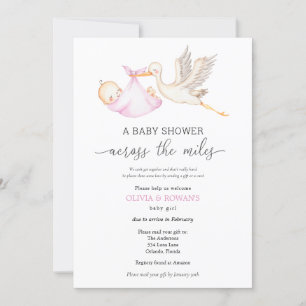 Babydusche von Mail Pink Girl Stork Einladung