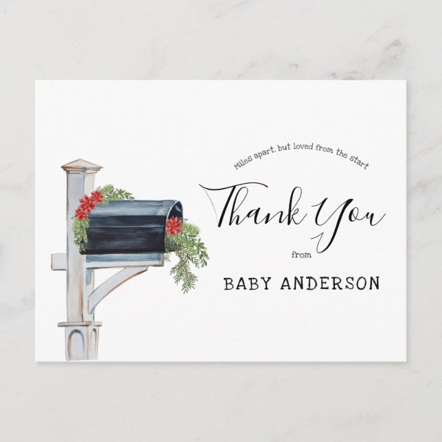 Babydusche von Mail Winter Evergreen Vielen Dank Postkarte (Vorderseite)