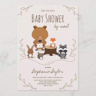 Babydusche von Mail Woodland Animal Brown Einladung