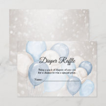 Babydusche Wasserfarbe Blau Weiße Balloons Party