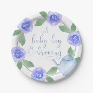 Babydusche Wasserfarbe Blumenbabys Braut Pappteller