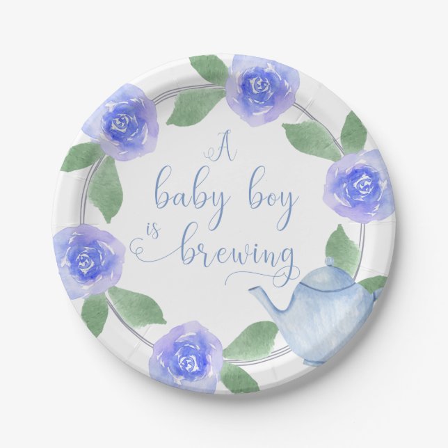 Babydusche Wasserfarbe Blumenbabys Braut Pappteller (Vorderseite)
