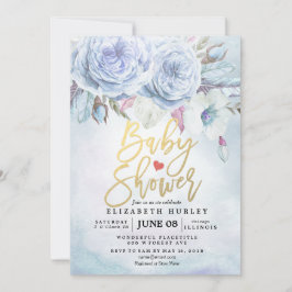 Babydusche Wasserfarbe Bohemische Blume und Federn Einladung