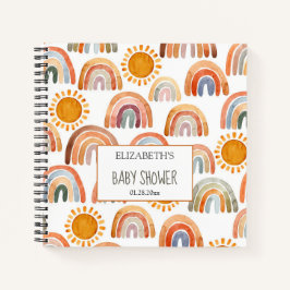 Babydusche Wasserfarbe Boho Regenbogen und Sonnens Notizbuch