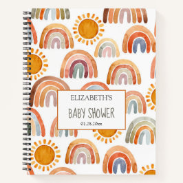 Babydusche Wasserfarbe Boho Regenbogen und Sonnens Notizbuch