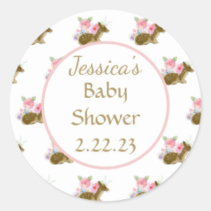 Babydusche Wasserfarbe Floral Boho Runder Aufkleber