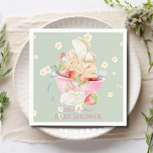 Babydusche Wasserfarbe Girl Fairy Niedliches Kanin Serviette